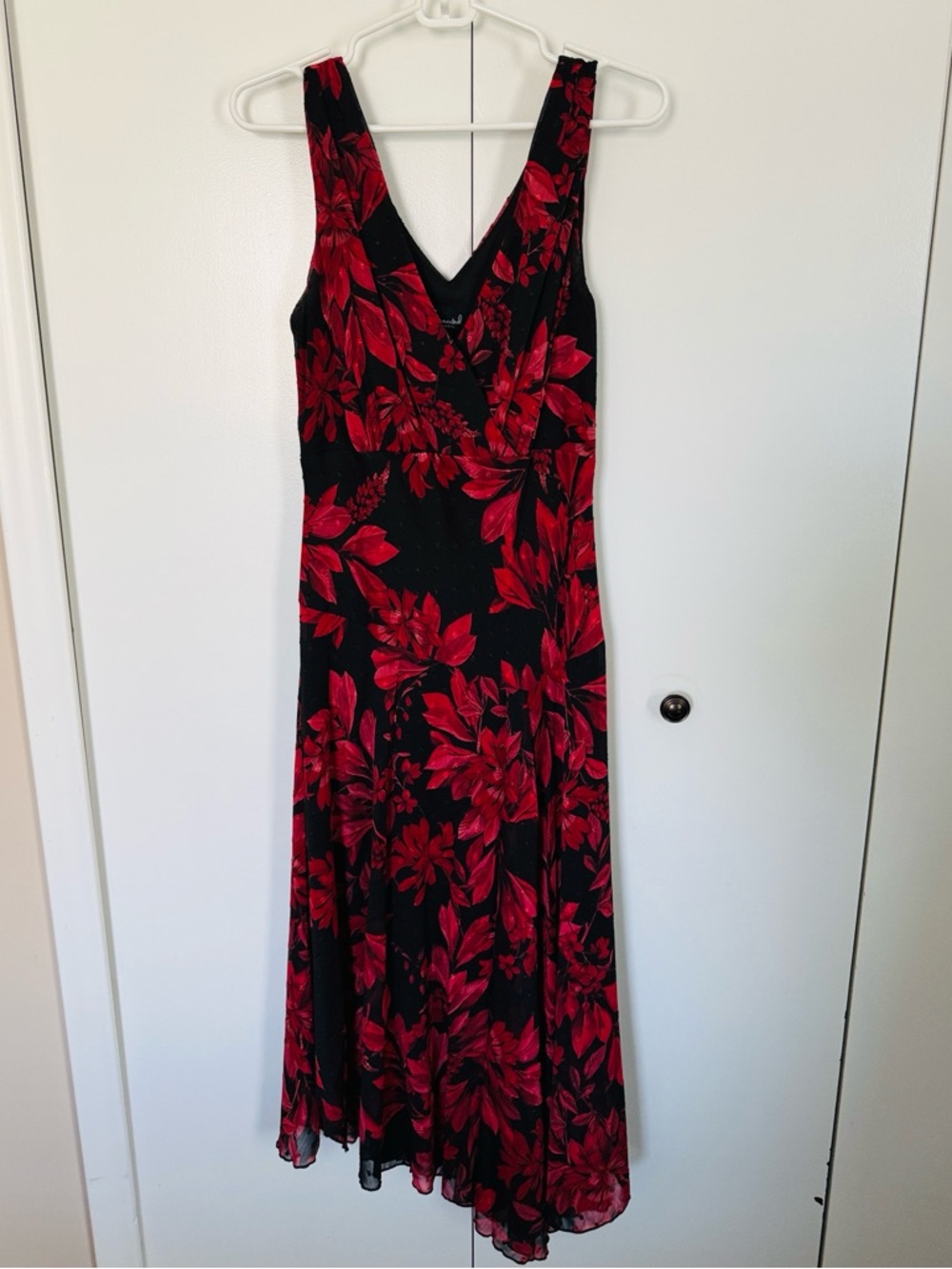 connected apparel Black Maxi Dress with Red Floral Print